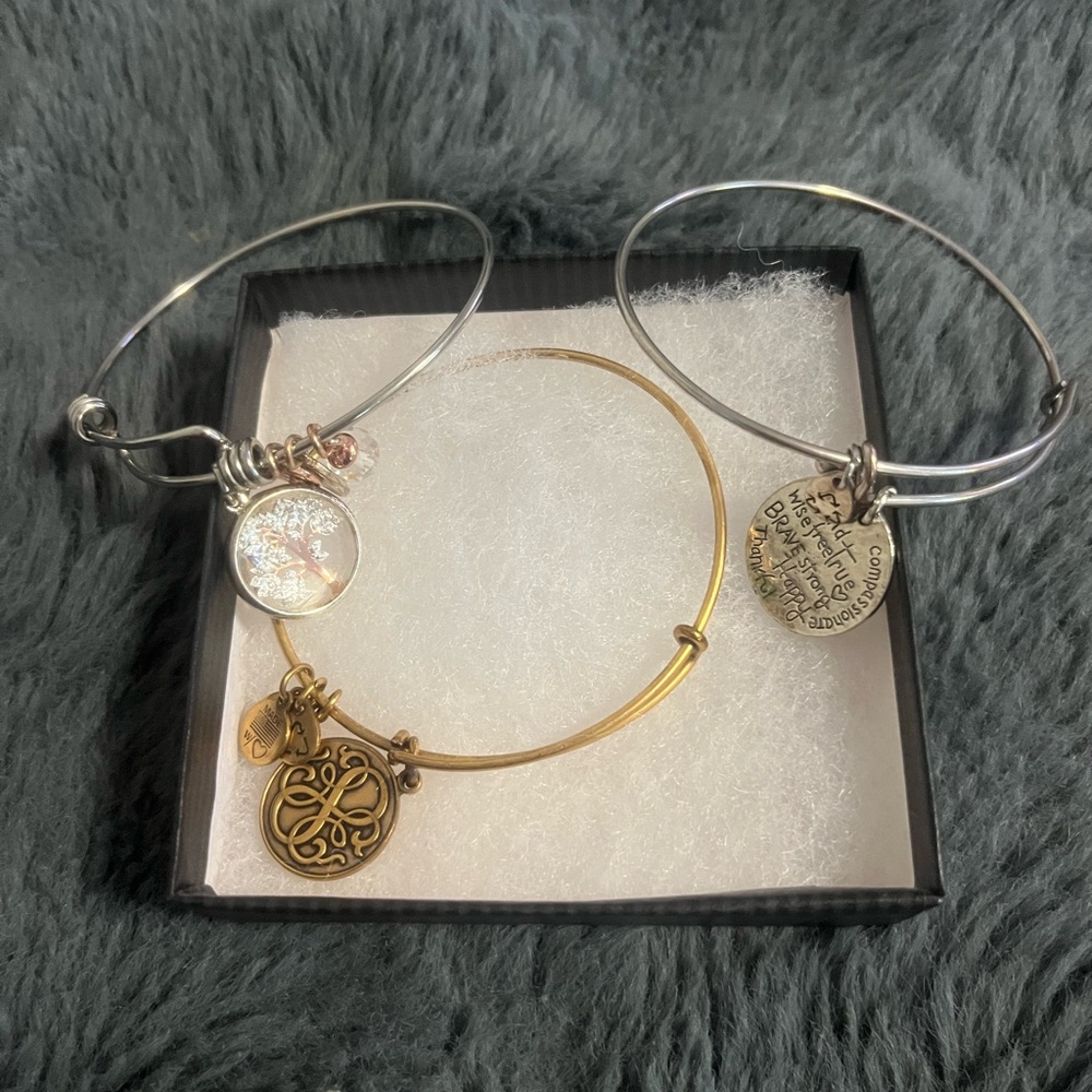 Bundle of Alex and Ani Gold and Silver Charm Bracelets